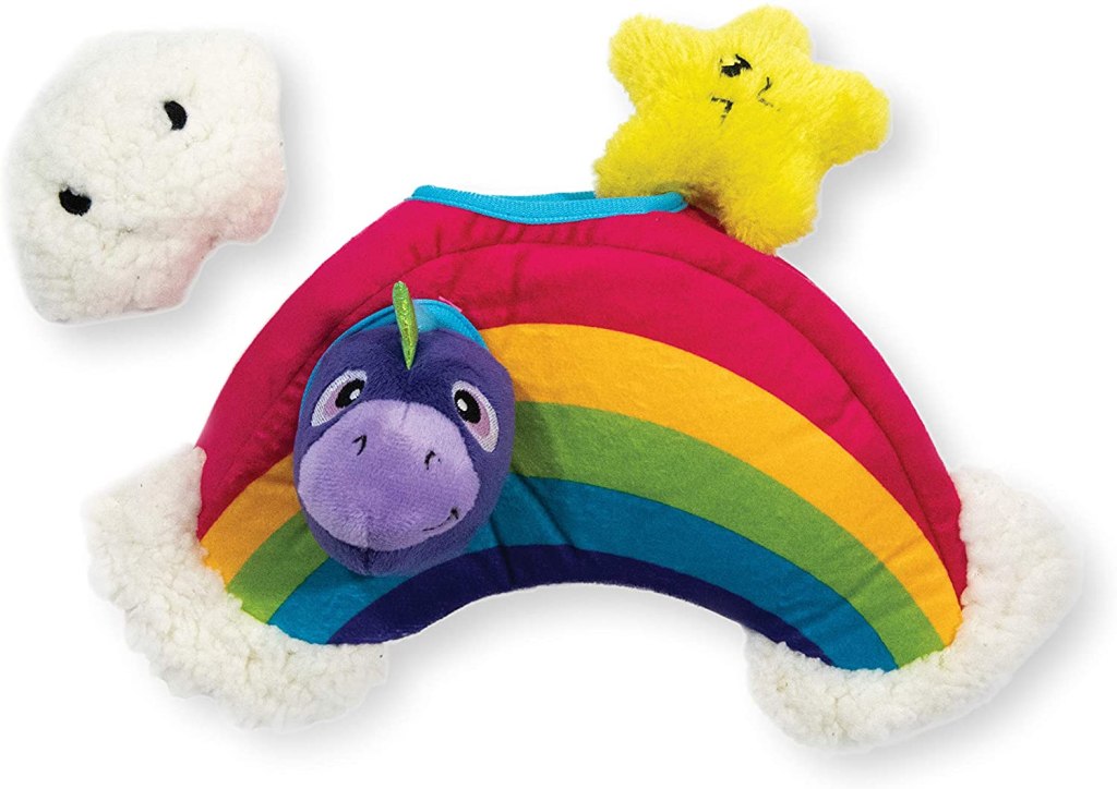 Rainbow hide and seek dog toy